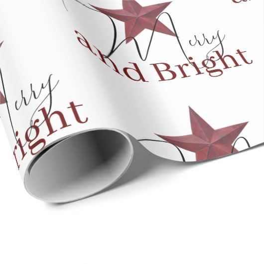 Rustieke ster Merry & Bright Cadeaupapier (Rol Hoek)