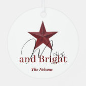 Rustieke ster Merry & Bright gepersonaliseerd Metalen Ornament (Achterkant)