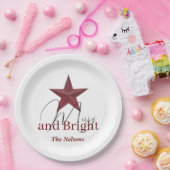 Rustieke ster Merry & Bright gepersonaliseerd Papieren Bordje (Feest)