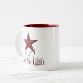 Rustieke ster Merry & Bright gepersonaliseerd Tweekleurige Koffiemok (Voorkant links)