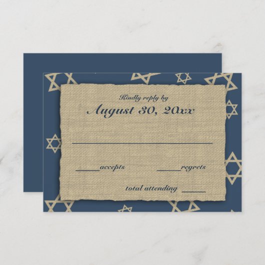 Rustieke ster van David Bar Mitswa Reactie RSVP Kaartje (Voorkant / Achterkant)