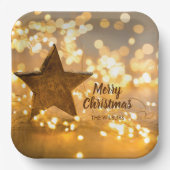 Rustieke sterren en kerstverlichting papieren bordje (Voorkant)