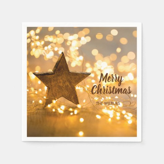 Rustieke sterren en kerstverlichting servet (Voorkant)
