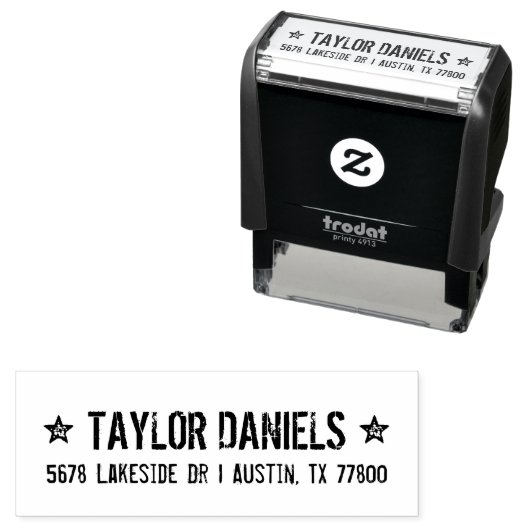 Rustieke sterren retour adres stempel (In situ)