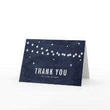 Rustieke sterrenhemel snoerlampen bedankkaart
