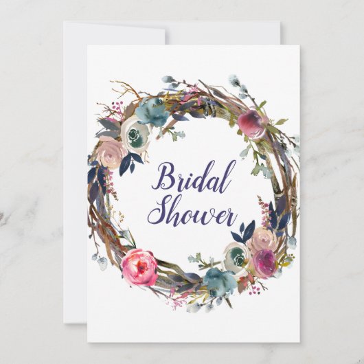 Rustieke Sticks Bloemenkrans Modern Vrijgezellenfe Kaart (Voorkant)