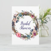 Rustieke Sticks Bloemenkrans Modern Vrijgezellenfe Kaart (Staand voorkant)