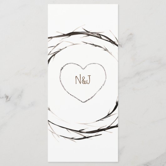 Rustieke Sticks Twigs takken krans bruiloft menu (Achterkant)