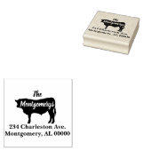 Rustieke stier silhouet familie adres rubberstempel (Gestempeld)