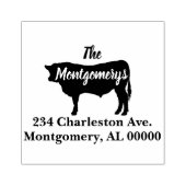 Rustieke stier silhouet familie adres rubberstempel (Afrduk)