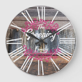 Rustieke stijl, houten look, familie cadeau, shake grote klok