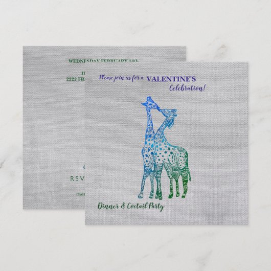 Rustieke stijl Valentijn uitnodiging met Giraffes (Voorkant / Achterkant)