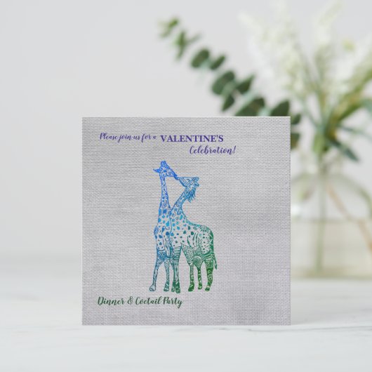 Rustieke stijl Valentijn uitnodiging met Giraffes (Staand voorkant)