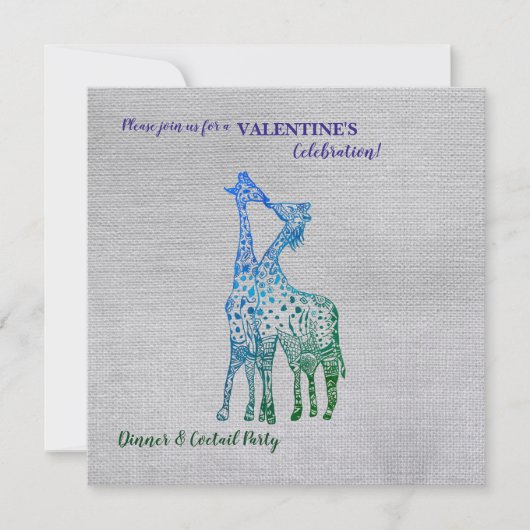Rustieke stijl Valentijn uitnodiging met Giraffes (Voorkant)