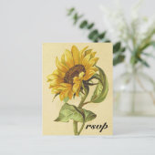 Rustieke  Stijl Zonnebloem "rsvp" Briefkaart (Staand voorkant)