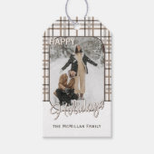 Rustieke stijlvolle elegante plakpatroon vakantie cadeaulabel (Voorkant)