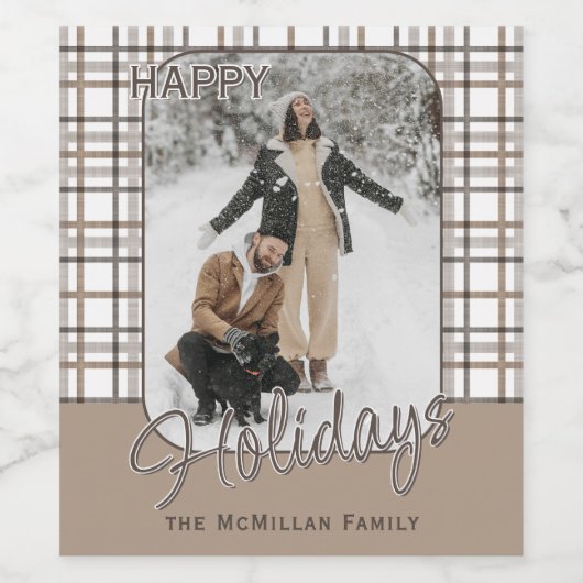 Rustieke stijlvolle elegante plakpatroon vakantie wijn etiket (Enkel label)