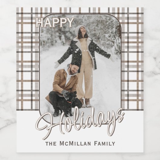 Rustieke stijlvolle elegante plakpatroon vakantie wijn etiket (Enkel label)