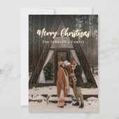 rustieke stijlvolle script kerstfamilie feestdagenkaart (Voorkant)