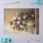 Rustieke Stilleven Aardbei Plant in een Pot Tissuepapier (Craft)