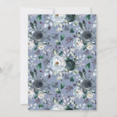Rustieke Stof Blauw Bloemig Bruidsfeest Kaart (Achterkant)