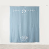 Rustieke Stof Blauw Bruiloft Achtergrond Foto Boot Wandkleed (Voorkant)