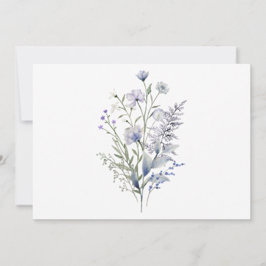 Rustieke Stof Blauw Wilde Bloem Save The Date (Achterkant)