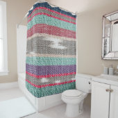 Rustieke stof: Kleurrijke getextureerde mozaïek Douchegordijn (In situ)