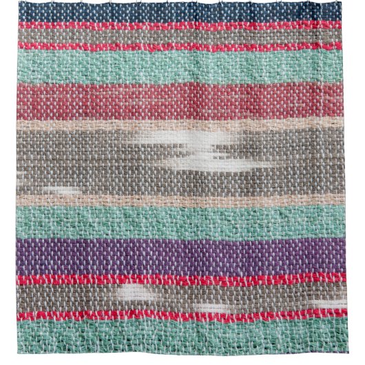 Rustieke stof: Kleurrijke getextureerde mozaïek Douchegordijn (Voorkant)