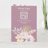 Rustieke Stof Mauve Roze Bloemige QR Code Trouwen (Achterkant)