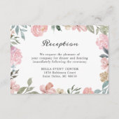 Rustieke Stof Roze Bloemige Trouwreceptie Details Informatiekaartje (Voorkant)