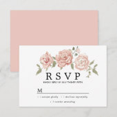 Rustieke Stof Roze Roos Bloemige Trouw  RSVP Kaartje (Voorkant / Achterkant)
