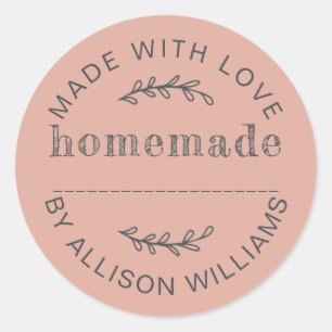 Rustieke Stof Roze Thuisgebakken Koopwaar Ronde Sticker