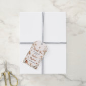 Rustieke Stof Roze Wilde Bloem Doop Bedankje Cadeaulabel (Met Touw)