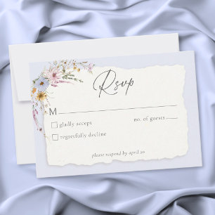 Rustieke Stofblauw Romantische Wilde Bloemen Bruil RSVP Kaartje