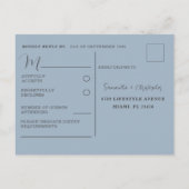 Rustieke Stofblauw RSVP Trouw Postkaart Uitnodiging Briefkaart (Achterkant)