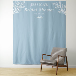 Rustieke Stofblauwe Achtergrond Bruidsdouche Wandkleed