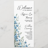 Rustieke Stofblauwe Boho Chic Wilde Bloemen Bruilo Programmakaart (Voorkant)