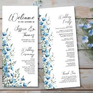 Rustieke Stofblauwe Boho Chic Wilde Bloemen Bruilo Programmakaart