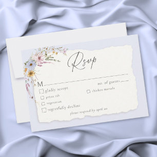 Rustieke Stofblauwe Romantische Wilde Bloemen Brui RSVP Kaartje