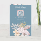 Rustieke Stofblauwe Roze Bloemencode QR Code Trouw (Achterkant)