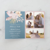 Rustieke Stofblauwe Roze Bloemencode QR Code Trouw (Binnen)