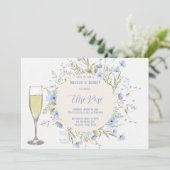 Rustieke Stofblauwe Wilde Bloemen Brunch & Bubbels Kaart (Staand voorkant)