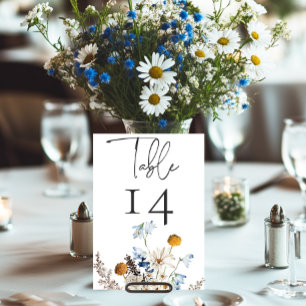 Rustieke Stofblauwe Wilde Bloemen & Madeliefjes Br Kaart