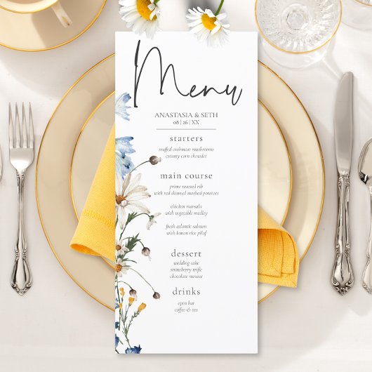 Rustieke Stofblauwe Wilde Bloemen & Madeliefjes La Menu
