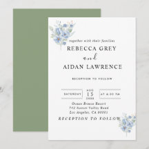 rustieke stoffig blauwe waterverf bloemen & blader