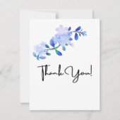 rustieke stoffige blauwe aquarel-stijl bloem & bla bedankkaart (Voorkant)