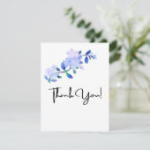 rustieke stoffige blauwe aquarel-stijl bloem & bla bedankkaart (Staand voorkant)