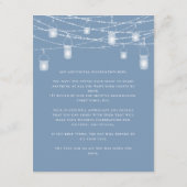 Rustieke Stoffige Blauwe Lichten Bruiloft Details Informatiekaartje (Achterkant)