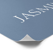 Rustieke stoffige blauwe perzik bloemenbruiloft we poster (Hoek)